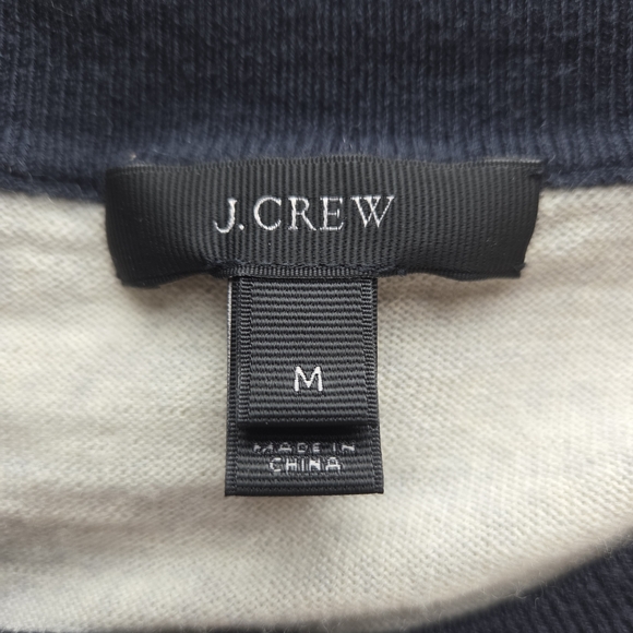 J. Crew Colorblock Cardigan with Navy, Off White, And Green Size M - Picture 3 of 6